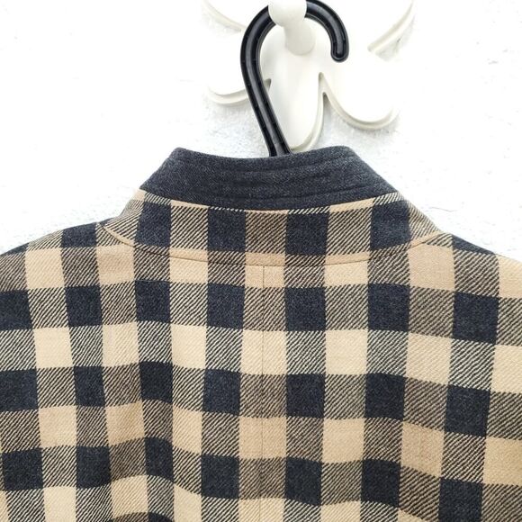 PENDLETON 100% Virgin Wool Checkered Check Mock Neck Button Jacket Blazer - Picture 9 of 12